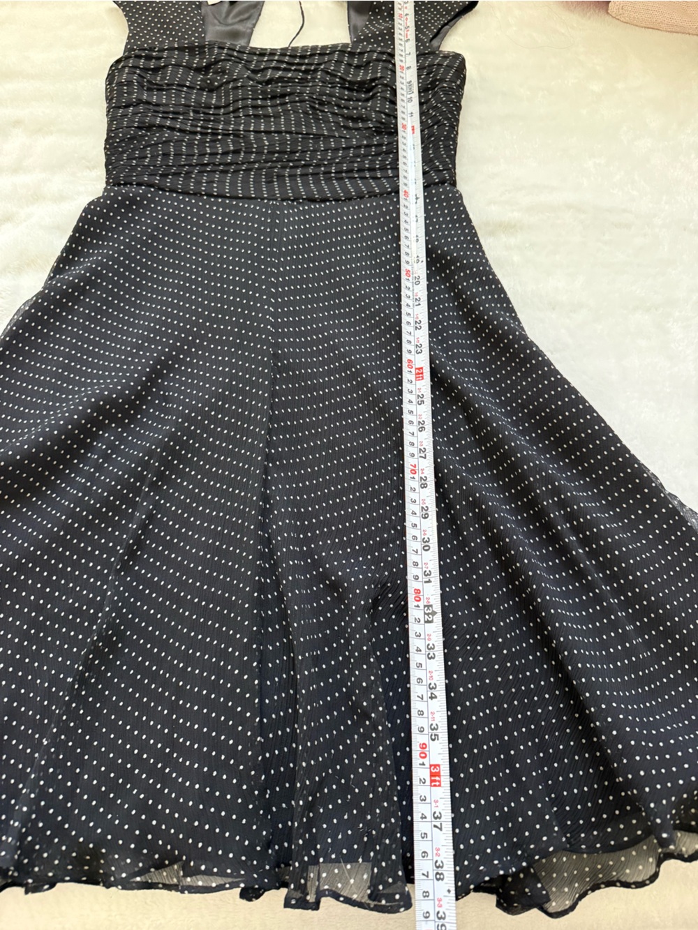 Donna Ricco 100% Silk Polka Dot Fit & Flare Midi Dress Black Size 4 - Picture 13 of 13